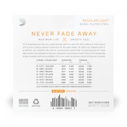 D'Addario XSE1056, Strenges�t til elektrisk guitar, XS belagt, 010-056, 7-strenget.